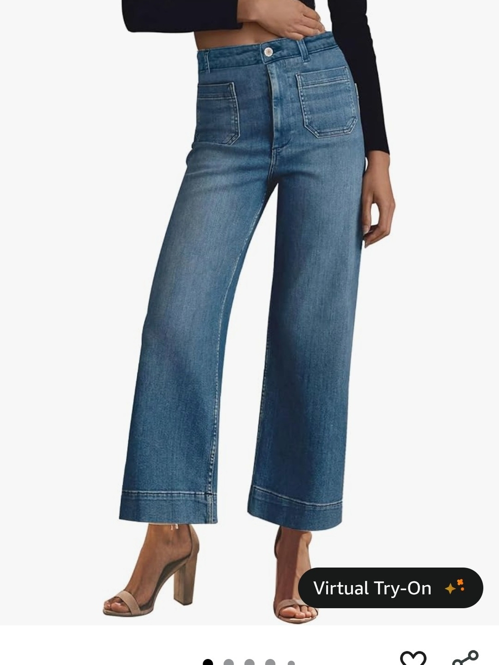High-Rise Wide-Leg Jeans in Medium Wash Blue